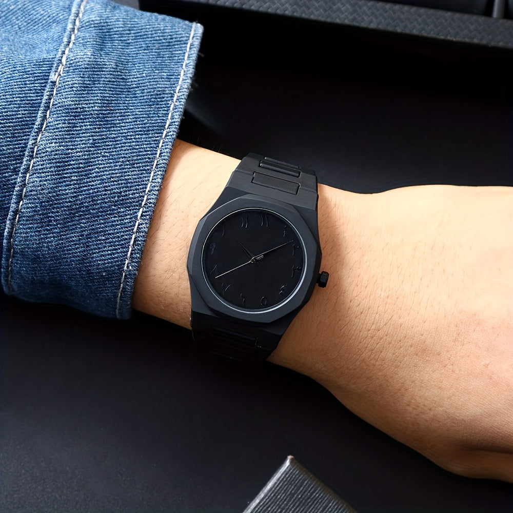 [Relojes de cuarzo para hombres] Reloj de cuarzo para hombre con números arábigos negros, relojes de estilo informal de negocios para hombres, diseño minimalista para vestimenta informal, reloj perfecto para Halloween, Nav