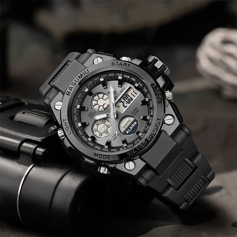 Un reloj deportivo de doble pantalla para hombres, una opción elegante para regalar.