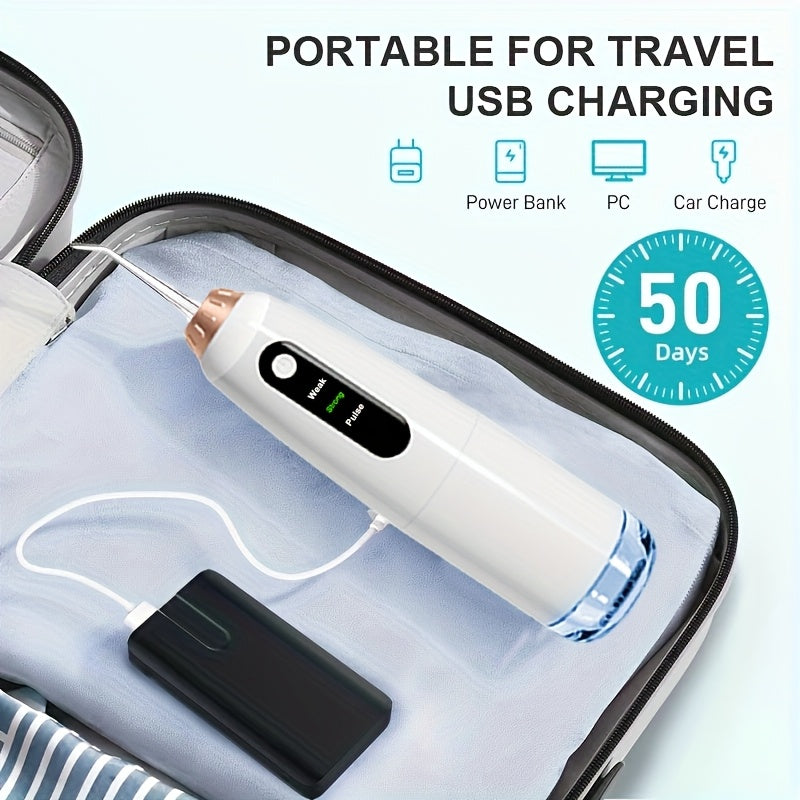 Cepillo dental inalámbrico portátil de 3 modos, recargable para viajes, con hilo dental eléctrico, boquilla de 4 funciones, ideal para el hogar, regalo para el Día de la Madre.