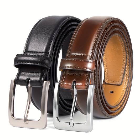 Cinturón de hombre (2 piezas) de cuero genuino para vestir, informal, golf, pantalones vaqueros, 3,5 cm. Cinturones con hebilla, cinturón de trabajo, cinturón para hombre, hebillas para mujer, cinturón para vaqueros, cint