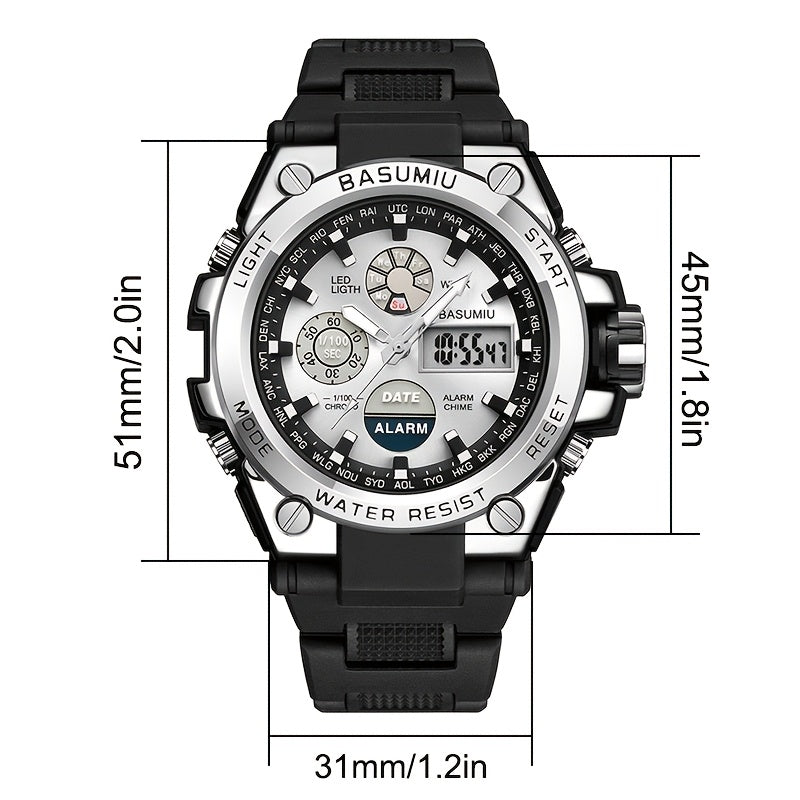 Un reloj deportivo de doble pantalla para hombres, una opción elegante para regalar.