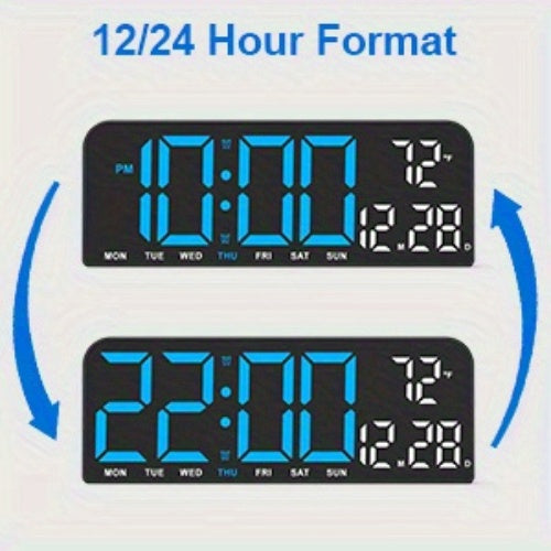 Reloj despertador digital LED extragrande con pantalla extragrande, atenuador automático y control remoto. Reloj moderno grande con temperatura, fecha, semana, temporizador/cuenta regresiva, modo 12/24 h, pantalla LED fácil