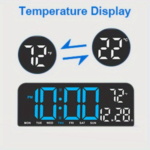 Reloj despertador digital LED extragrande con pantalla extragrande, atenuador automático y control remoto. Reloj moderno grande con temperatura, fecha, semana, temporizador/cuenta regresiva, modo 12/24 h, pantalla LED fácil