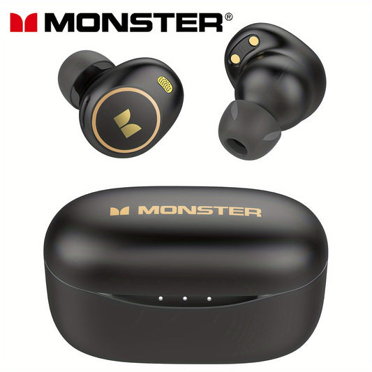 Auriculares inalámbricos Monster, intraaurales inalámbricos de 5.3" con 4 micrófonos, llamadas nítidas, cancelación de ruido, control táctil y estuche de carga tipo C. Cómodos auriculares inalámbricos para uso diario