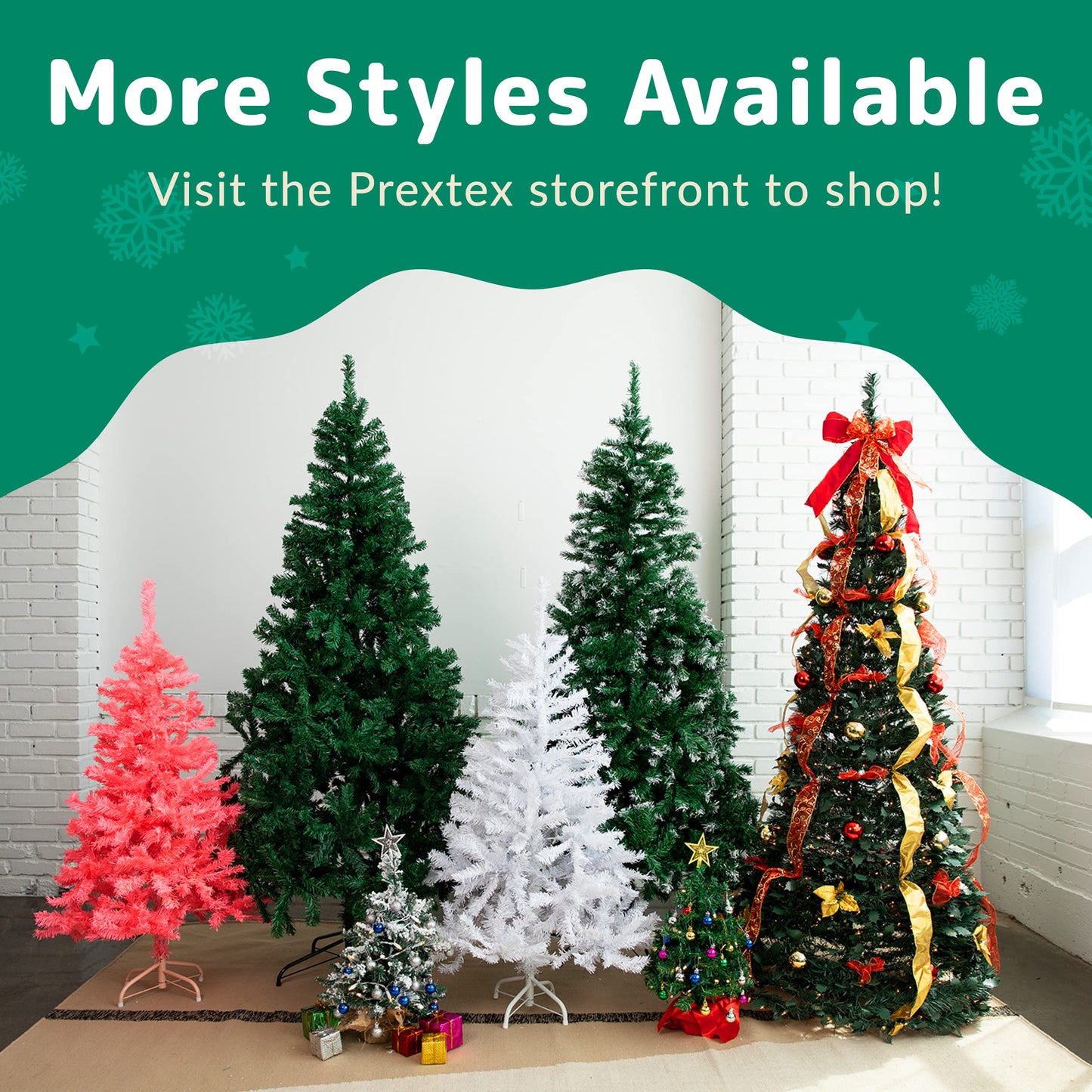 Árbol de Navidad PREXTEX de 1,8 m (6 pies) totalmente decorado, dorado y rojo, plegable, con 350 luces cálidas, lazos, adornos, hojas de acebo y más.