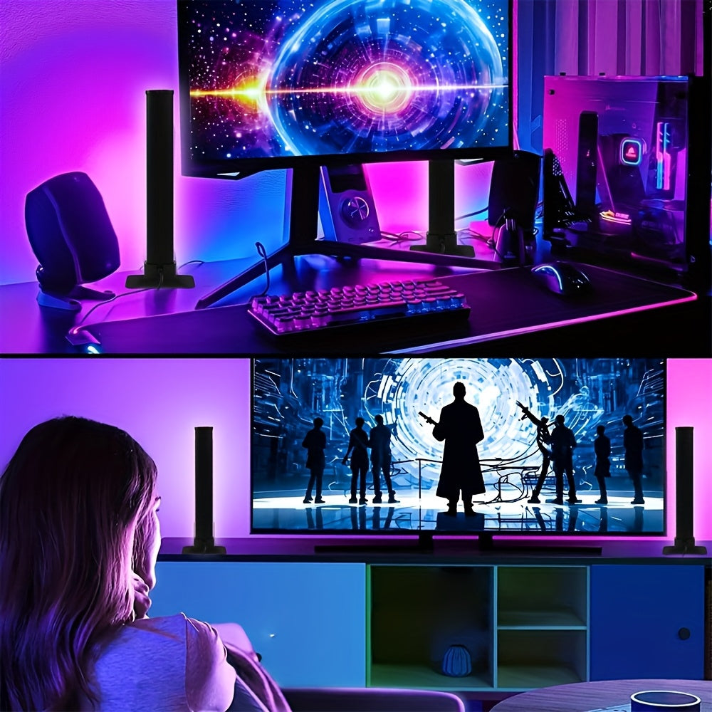 2 tiras de luz LED inteligentes, luz nocturna RGB con control remoto y aplicación, retroiluminación con sincronización de música para decoración de dormitorio, TV de juegos, lámpara de escritorio, configuración de jueg