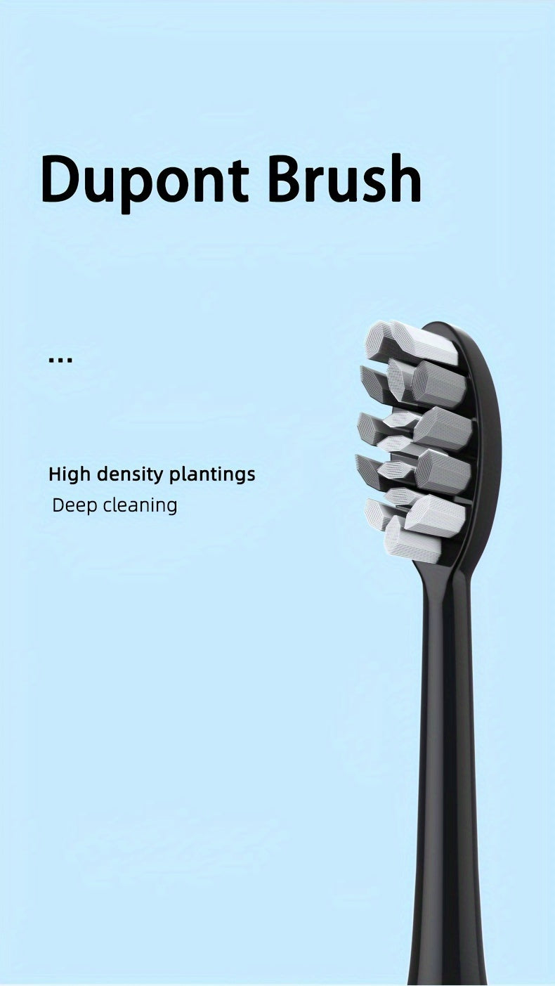 Cepillo de dientes eléctrico sónico resistente al agua IPX8 con carga USB, ideal para parejas, con cabezal reemplazable y eje metálico, temporizador inteligente y 5 cabezales de repuesto.