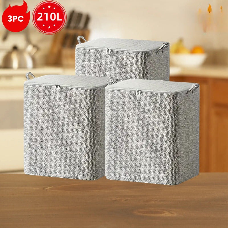 Bolsa de almacenamiento de gran capacidad para el hogar (3 unidades/1 unidad, 39,63/55,45 galones), plegable, de tela de alta calidad, ideal para mantas, ropa, debajo de la cama, armario y dormitorio.