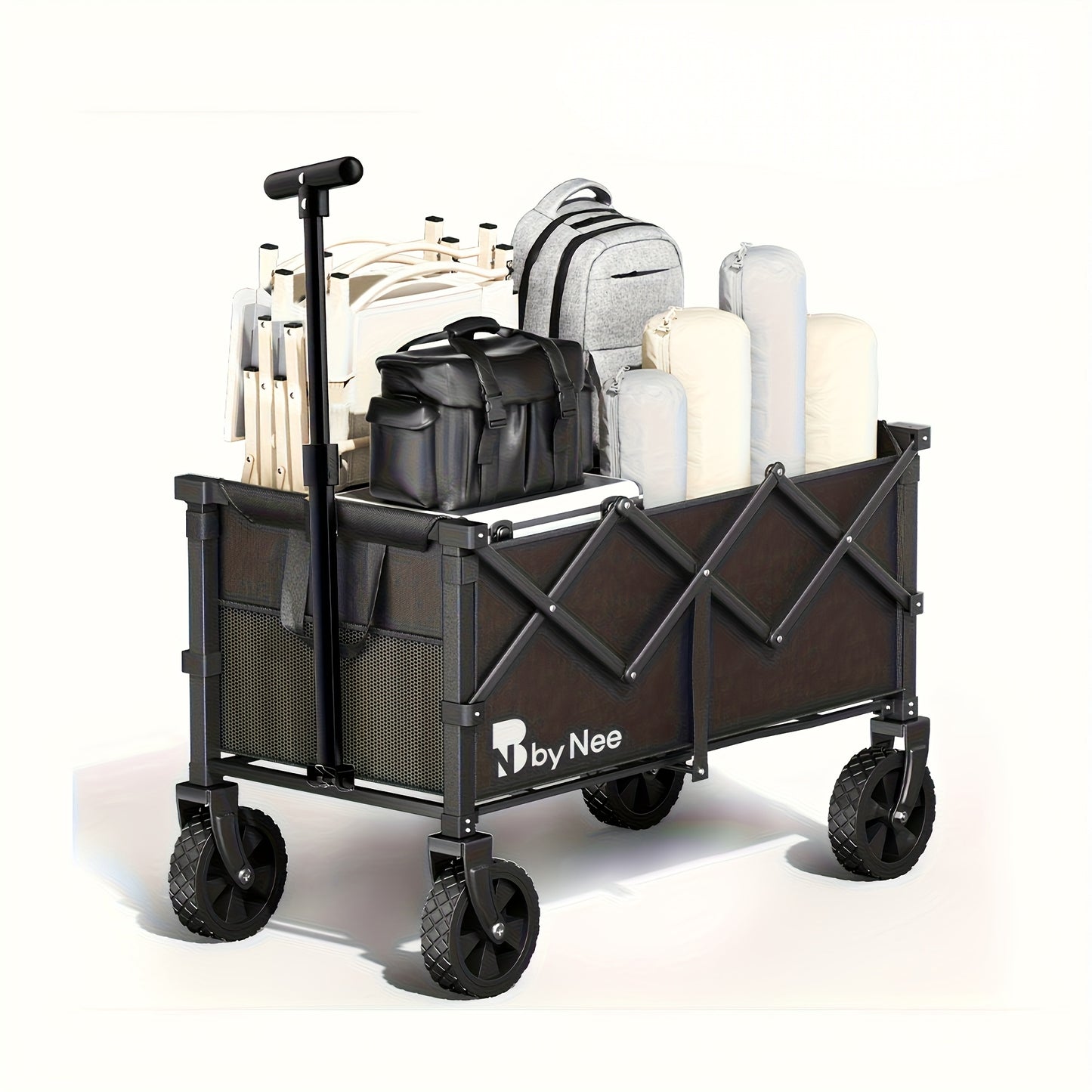 Carrito de camping de gran capacidad de 330 a 650 libras, carrito de mano plegable todoterreno, vehículo portátil multifuncional para camping, jardinería y compras en la playa, estante de almacenamiento de herramientas de