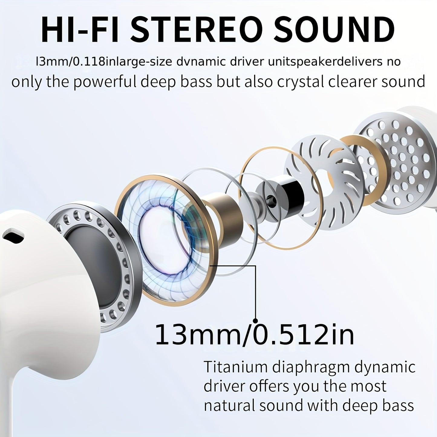 Auriculares inalámbricos 5.3 con sonido estéreo de graves, micrófono con cancelación de ruido y pantalla LED, intraaurales, 40 horas de reproducción, aptos para portátiles, tabletas, teléfonos móviles y para practicar