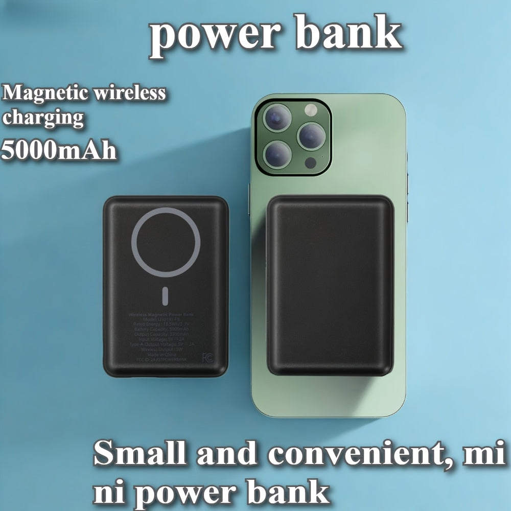 Mini banco de energía de carga inalámbrica magnética, batería portátil de 5000 mAh con entrada y salida USB-C, compatible con iPhone 15/16, Android, Samsung y otros dispositivos. Cargador portátil, cargador magnético p