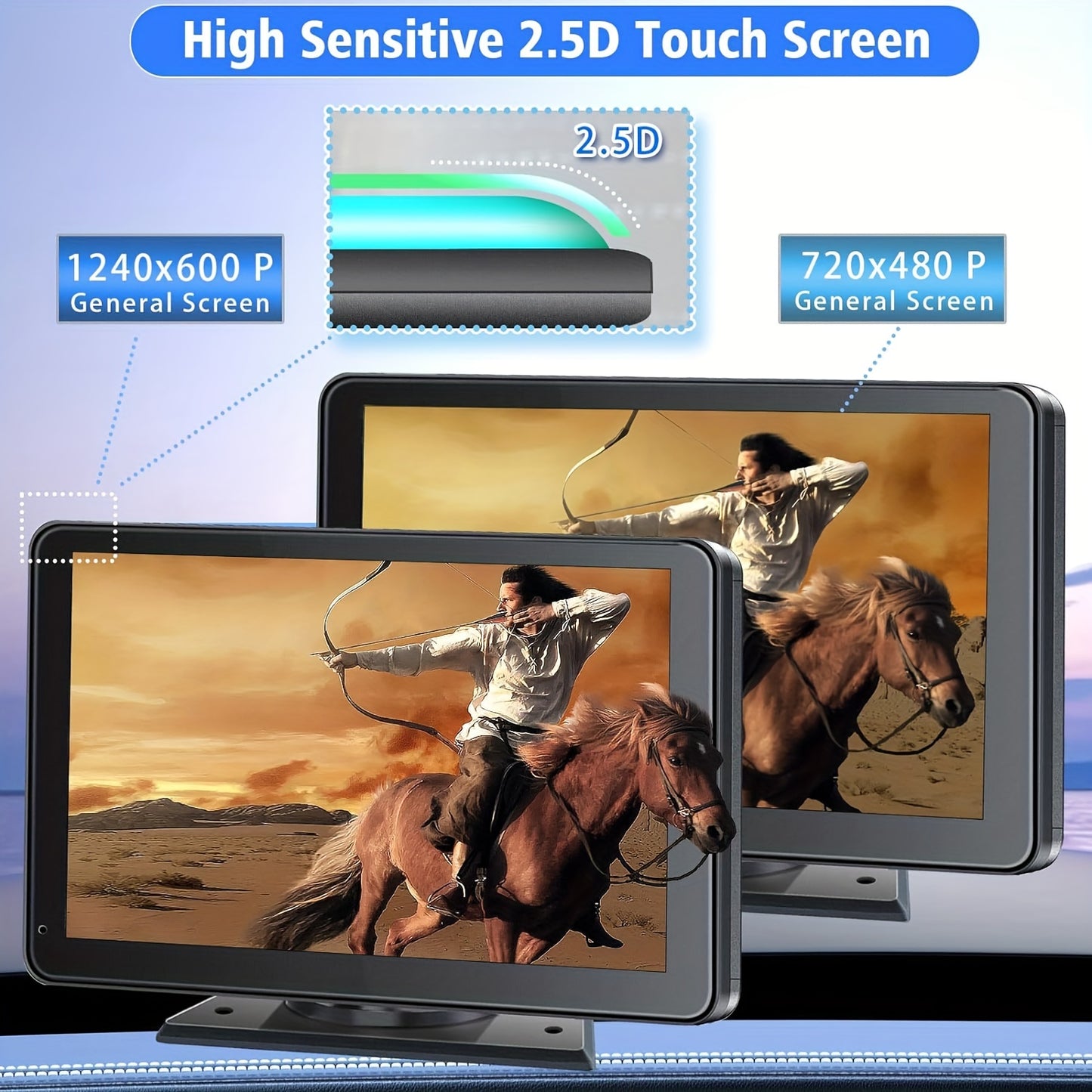 Pantalla inalámbrica para coche de 7 pulgadas (2025), con audio, pantalla táctil de ultraalta definición, cámara de marcha atrás de 1080p, grabadora de conducción, conexión inalámbrica, navegación GPS, compatible con