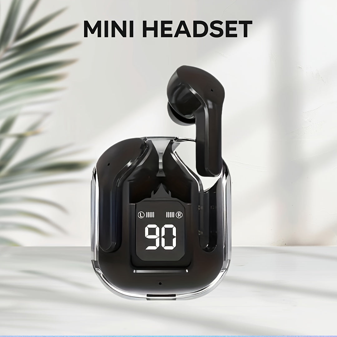 [Auriculares inalámbricos de moda] Auriculares inalámbricos Space Capsule transparentes | Reducción de ruido, carga tipo C, diseño negro elegante, cómodos y ligeros, perfectos para deportes, desplazamientos y entretenimi