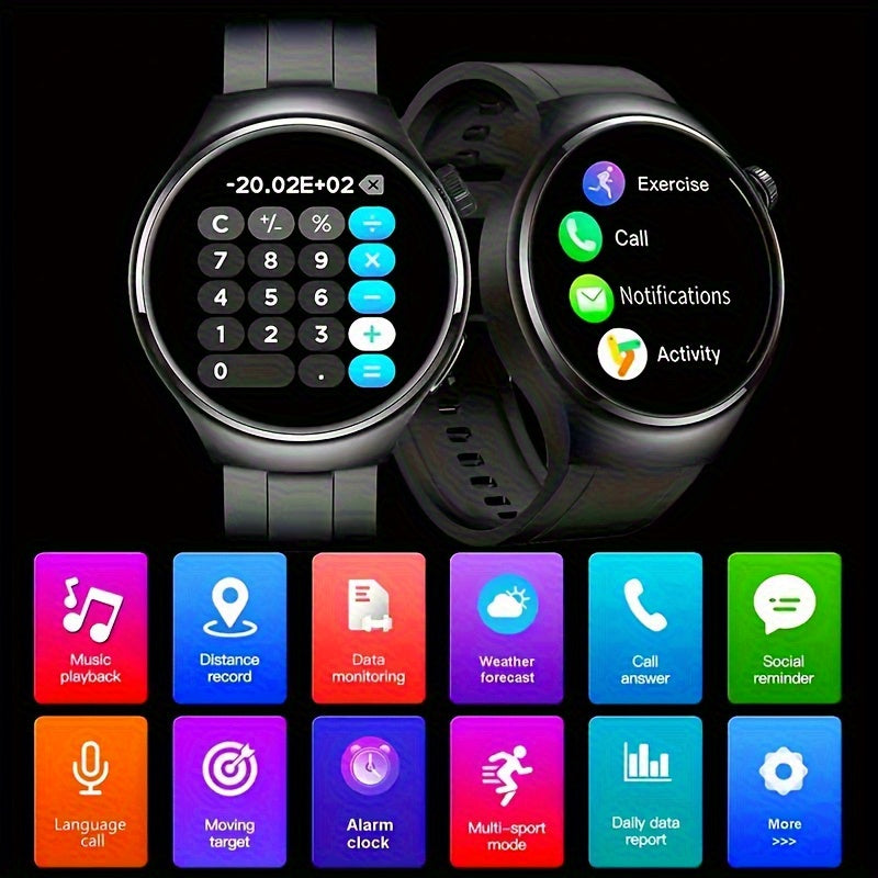 Reloj inteligente con pantalla redonda y fuente grande para personas mayores | Alertas de llamadas | Fácil de usar | Cómodo de llevar | El mejor regalo de Halloween para personas mayores