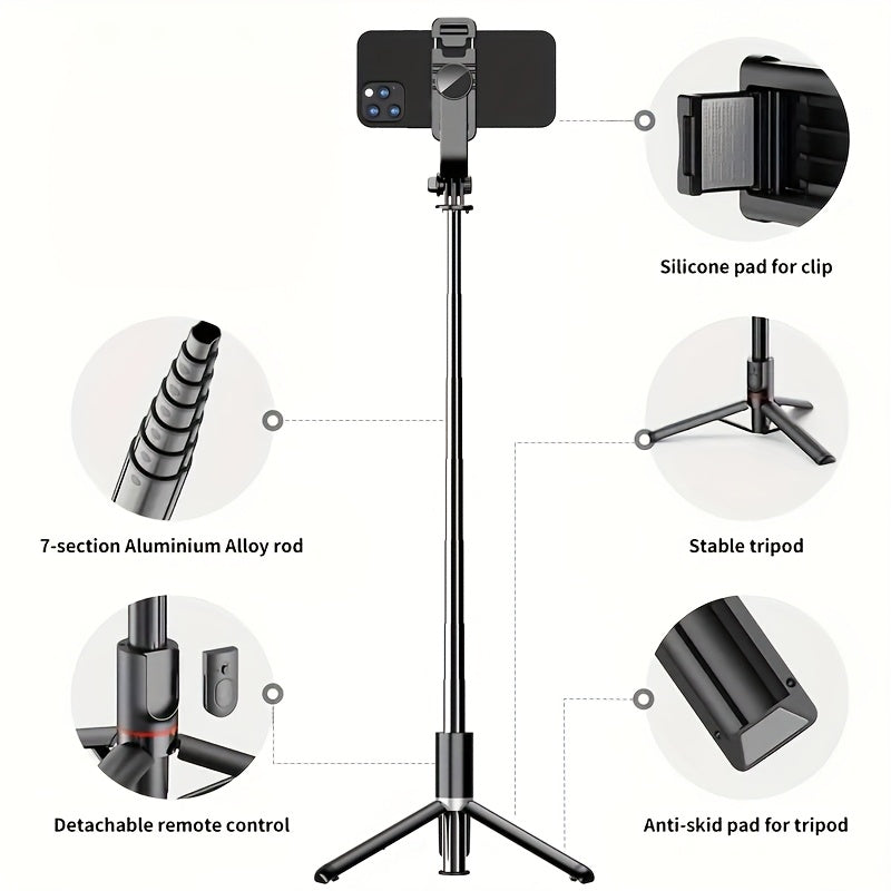 Palo selfie extensible para teléfono de 40 pulgadas, soporte de suelo profesional diseñado para transmisión en vivo con control remoto inalámbrico, trípode para teléfono inteligente, giratorio de 360°, monopié de mano