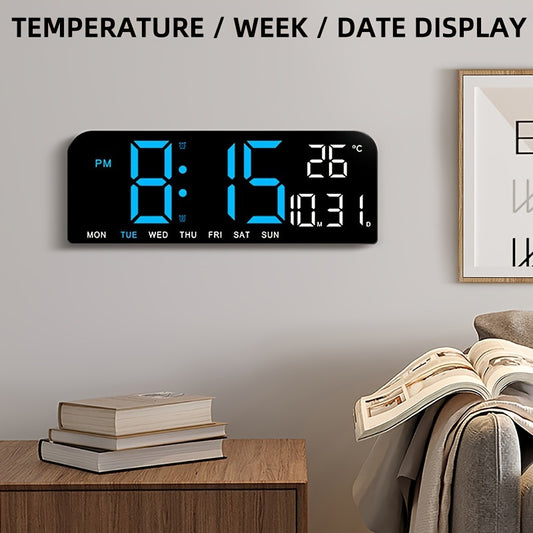 Reloj despertador digital LED extragrande con pantalla extragrande, atenuador automático y control remoto. Reloj moderno grande con temperatura, fecha, semana, temporizador/cuenta regresiva, modo 12/24 h, pantalla LED fácil