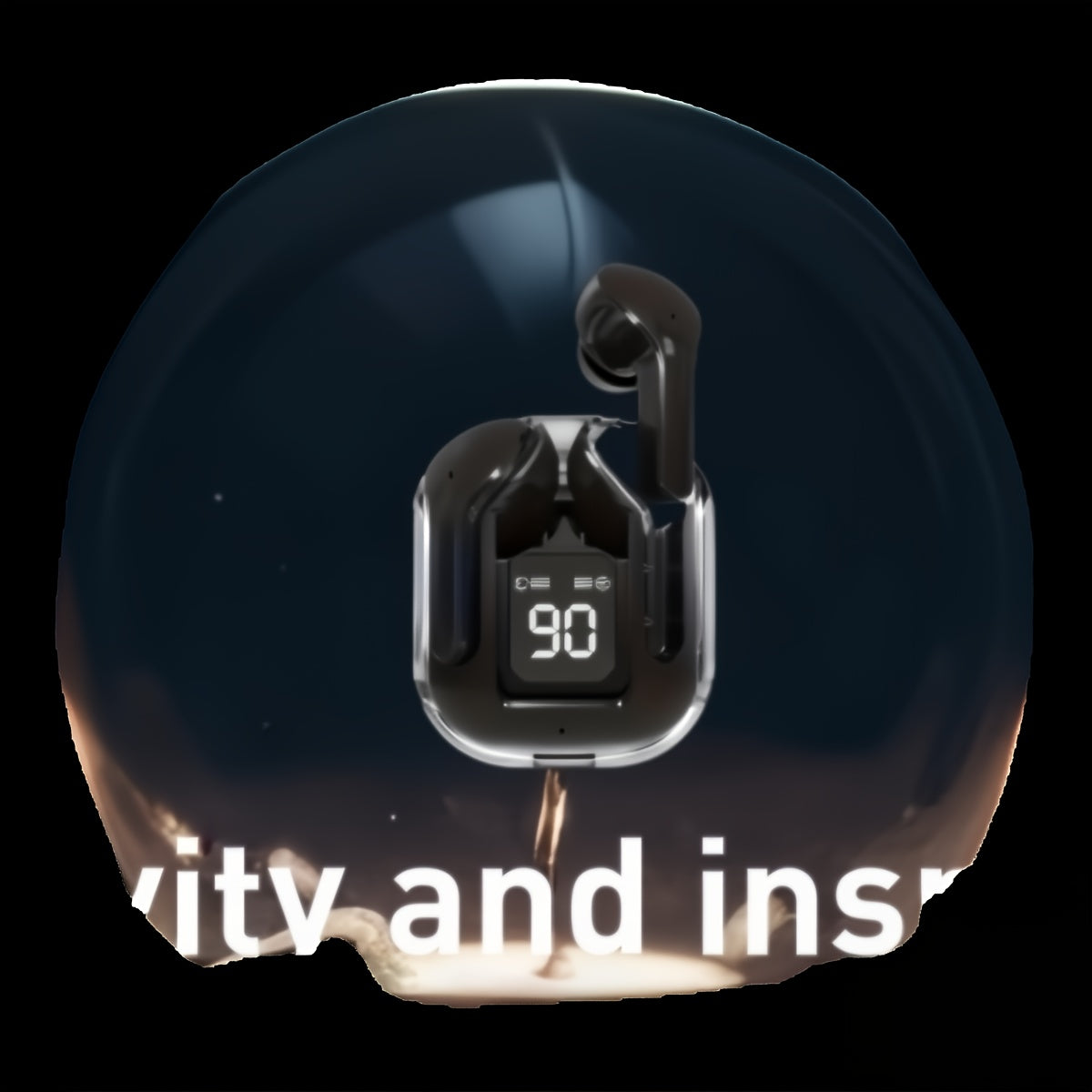 [Auriculares inalámbricos de moda] Auriculares inalámbricos Space Capsule transparentes | Reducción de ruido, carga tipo C, diseño negro elegante, cómodos y ligeros, perfectos para deportes, desplazamientos y entretenimi