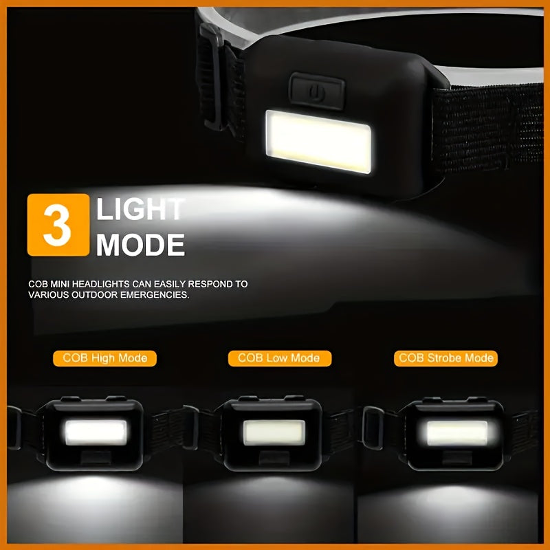 Linterna frontal recargable por USB de 5 LED para camping, correr y pescar, ideal para emergencias en el hogar y exteriores.