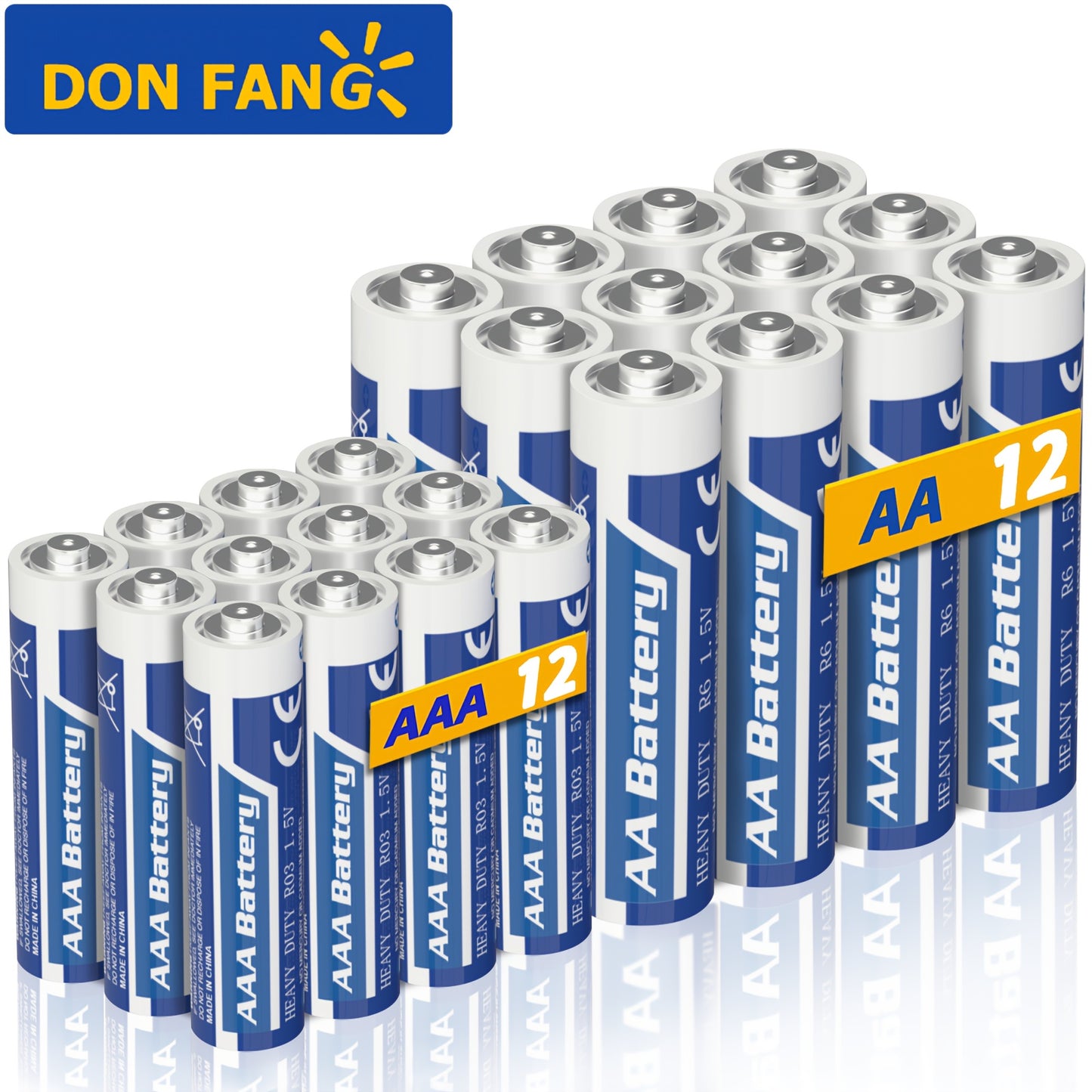 Pilas combinadas Donfang AAA+AA 48/24 piezas, pila de carbono de 1,5 V, aptas para teclados, relojes, mandos a distancia, con una vida útil de 3 años, pilas para decoración de Halloween, pilas para Navidad.