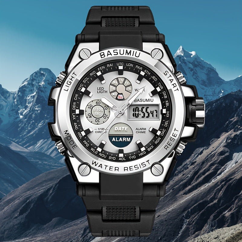 Un reloj deportivo de doble pantalla para hombres, una opción elegante para regalar.