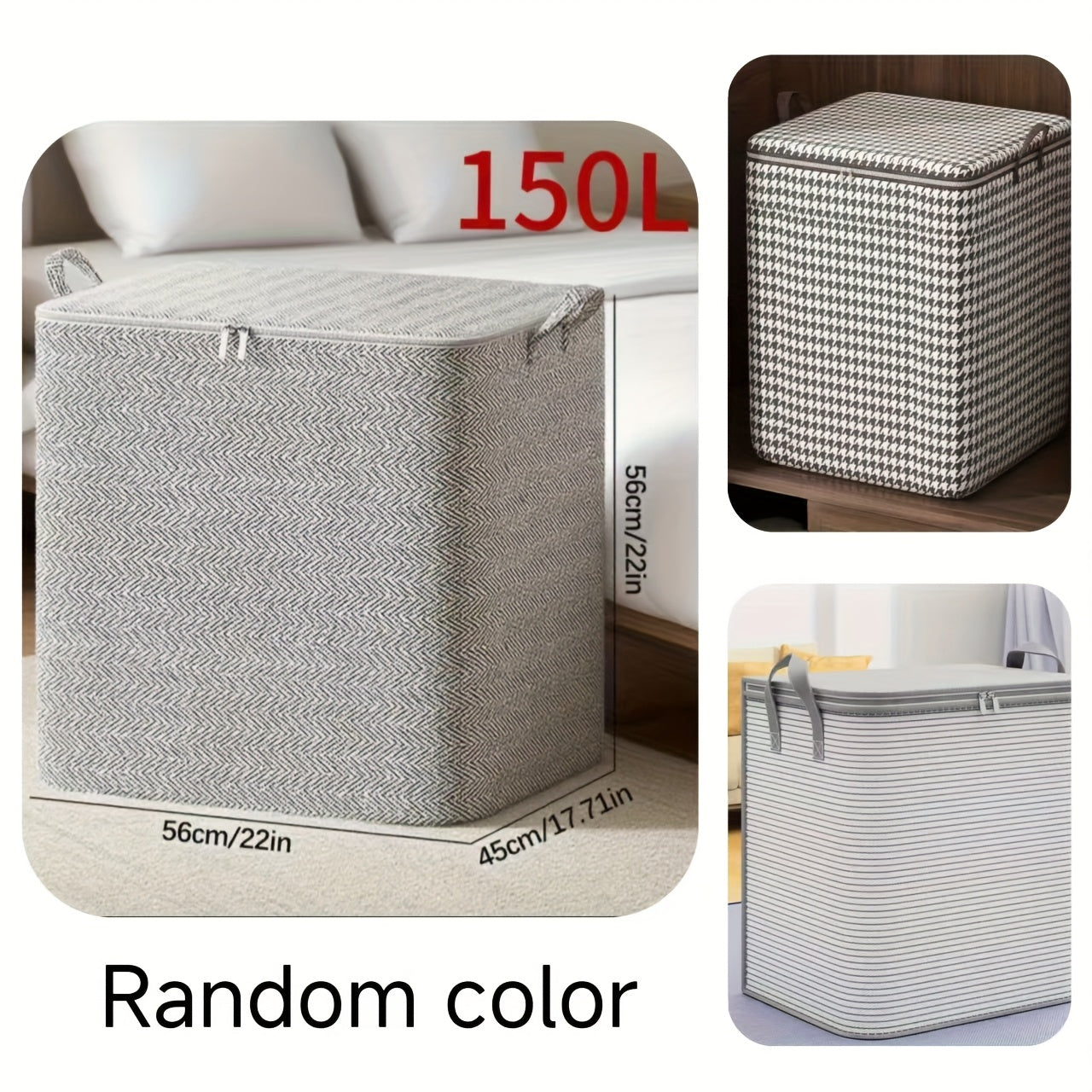 Bolsa de almacenamiento de gran capacidad para el hogar (3 unidades/1 unidad, 39,63/55,45 galones), plegable, de tela de alta calidad, ideal para mantas, ropa, debajo de la cama, armario y dormitorio.