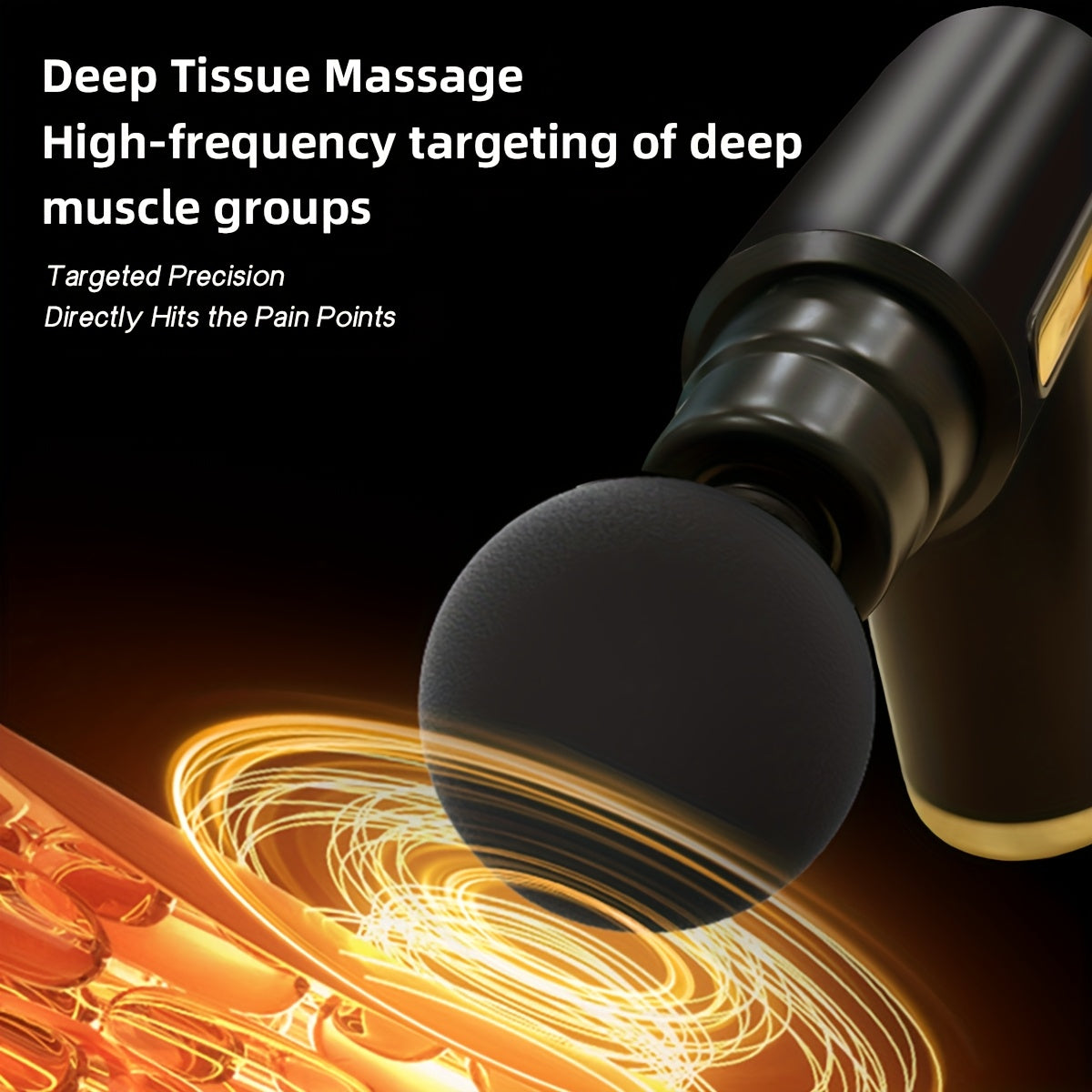 Pistola de masaje fascial eléctrica, masajeador muscular portátil con pantalla táctil LED y 4 cabezales de masaje, mini motor sin escobillas ultrasilencioso de mano para deportes y fitness.