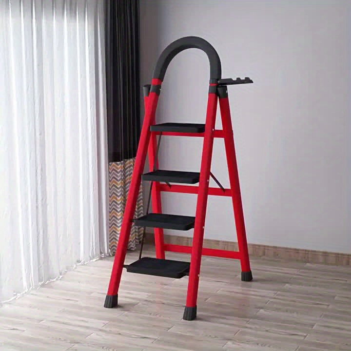 Escalera plegable portátil de alta resistencia de 3, 4 o 5 peldaños, con capacidad de 227 kg, de plástico duradero con peldaños antideslizantes, ligera y portátil, ideal para uso doméstico e industrial.