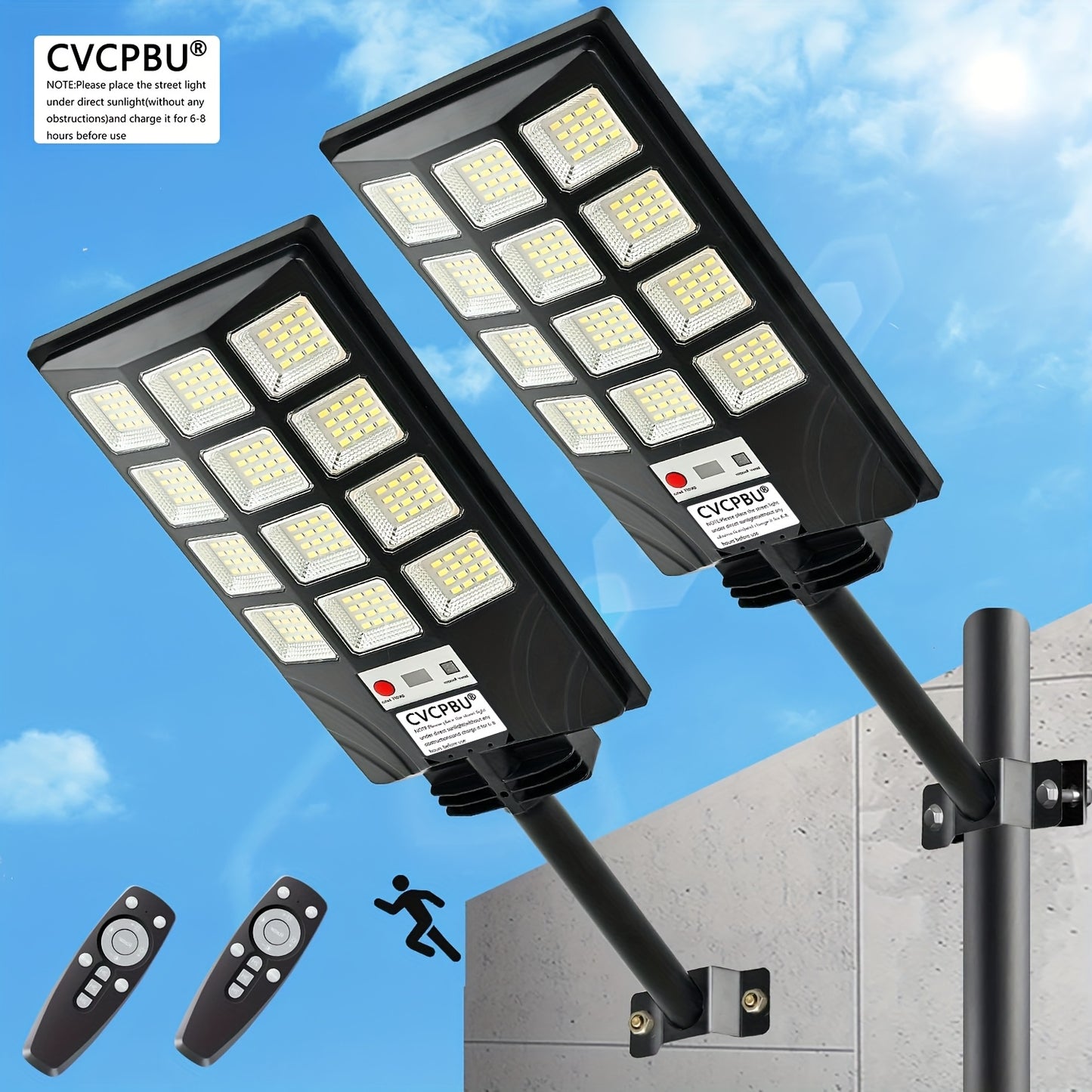 Farola solar para exteriores (paquete de 4 o 2 unidades), 400 LED, sensor impermeable de 6500 K, luz solar con control remoto, iluminación nocturna para estacionamientos comerciales, atenuación gradual.