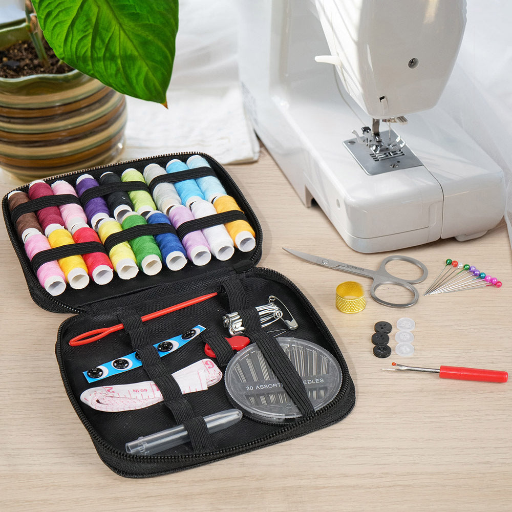 Kit de costura de 56 piezas para reparaciones de emergencia y pequeños arreglos, hilos, agujas y accesorios. Mini kit de costura de viaje básico, regalo para abuelas, mamás, amigas y adultos principiantes. Suministros de c