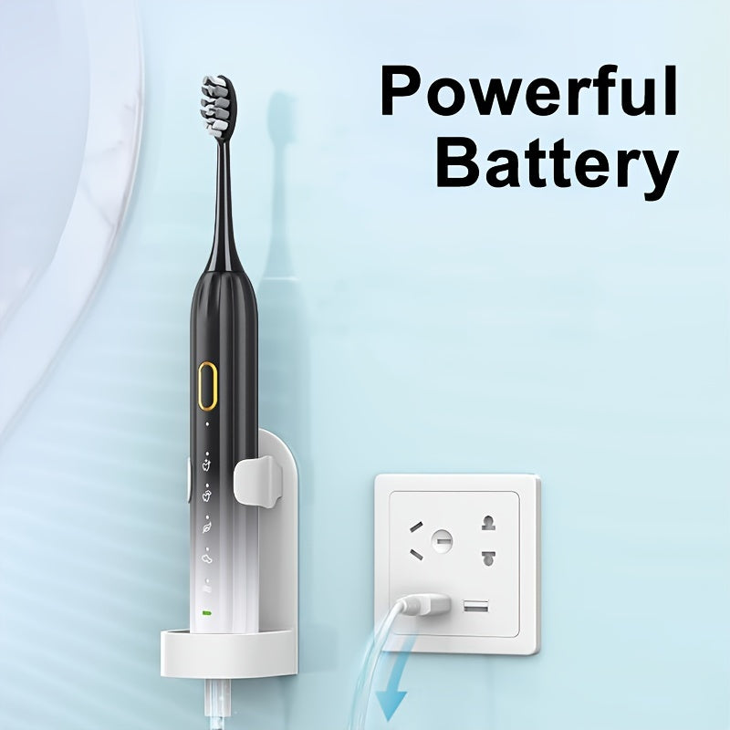 Cepillo de dientes eléctrico sónico resistente al agua IPX8 con carga USB, ideal para parejas, con cabezal reemplazable y eje metálico, temporizador inteligente y 5 cabezales de repuesto.