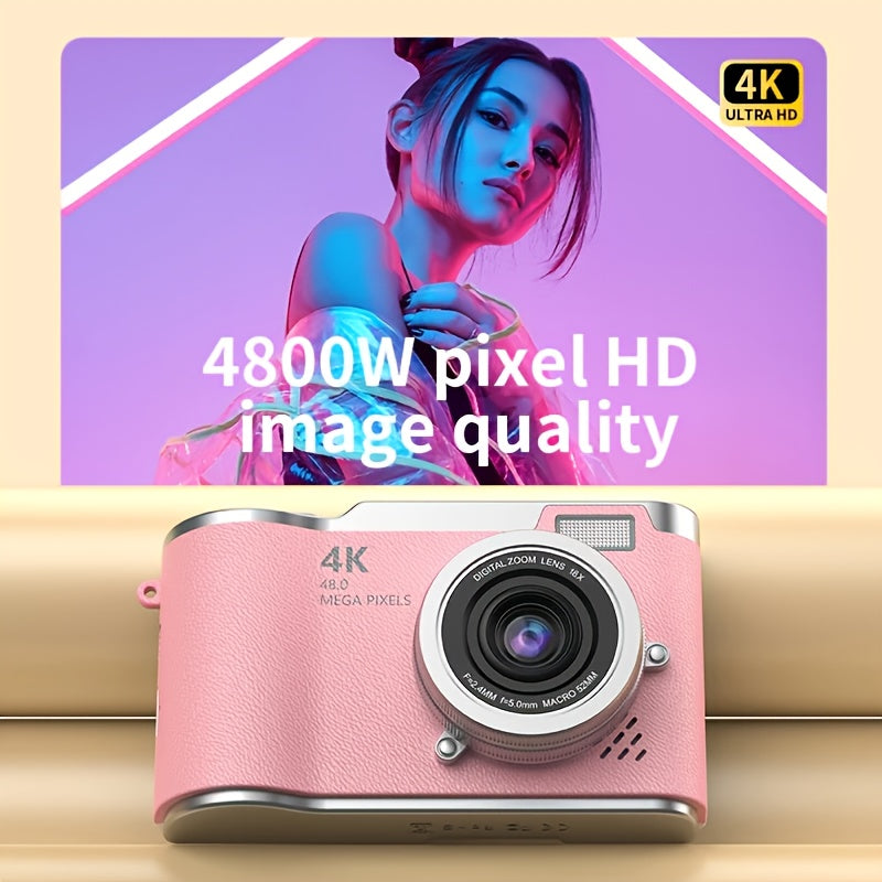 Cámara digital 4K HD con pantalla abatible de 2,4 pulgadas, videocámara profesional para vlogs y fotografía: el regalo perfecto para principiantes en Acción de Gracias y Navidad.