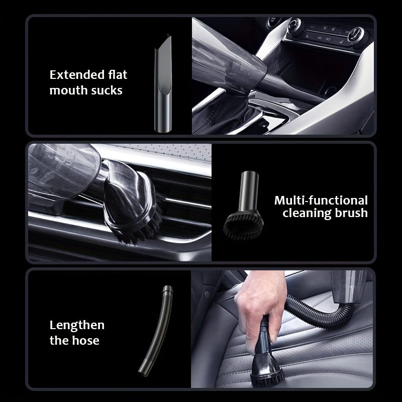 Aspiradora de mano para coche con potente succión de 4200 PA, gran capacidad de 1800 mAh, bajo nivel de ruido, con cinco accesorios a juego para el cuidado del interior del coche, la limpieza del hogar y de mascotas, accesor