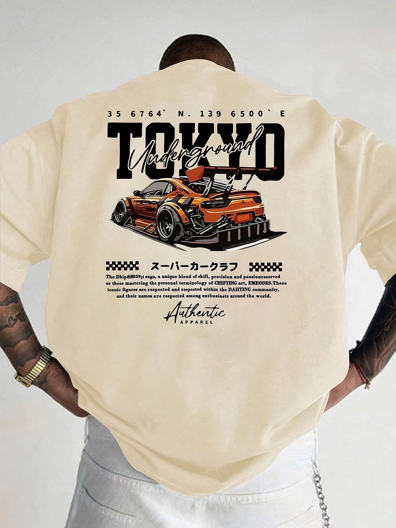 Camiseta gráfica de carreras de Tokio para hombre: diseño de ropa urbana japonesa con cultura JDM, camiseta de manga corta estilo hip-hop, tejido transpirable para ropa informal de primavera y verano y atuendos para entusia