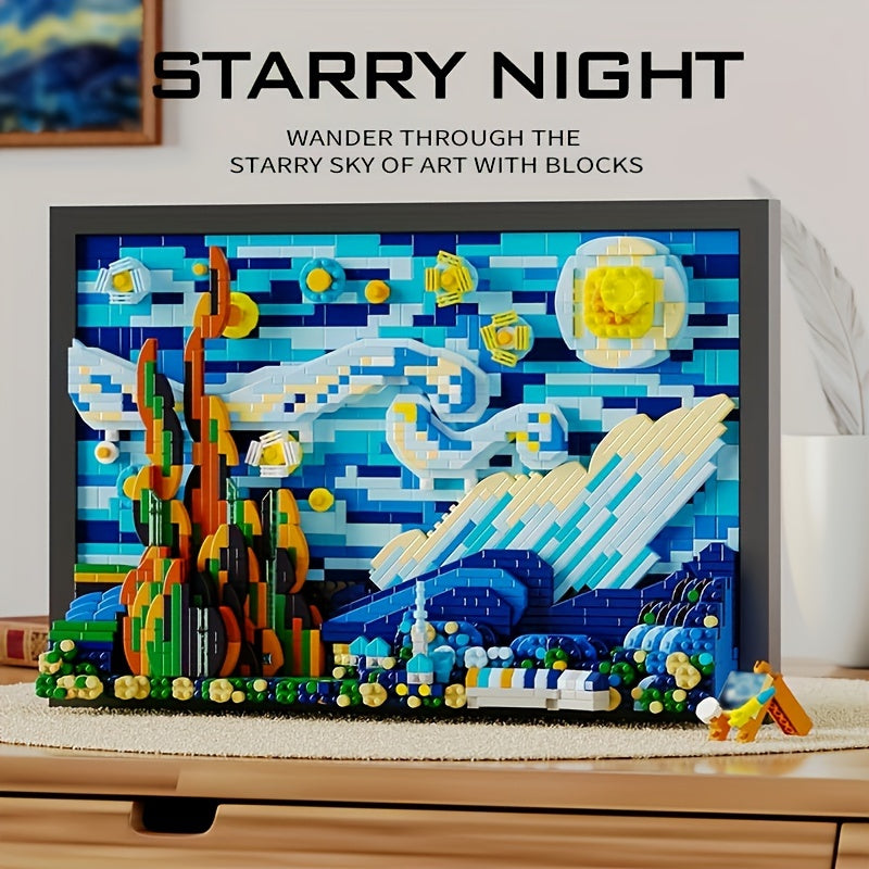 Juego de bloques de construcción 3D de Noche Estrellada para adultos (1731 piezas): reproducciones de pinturas famosas, juguetes de material ABS, decoración del hogar, rompecabezas educativos y creativos, regalos para amant