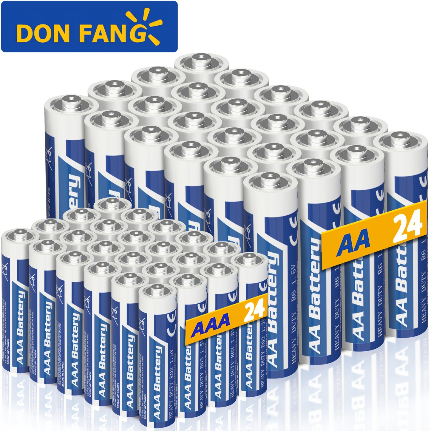 Pilas combinadas Donfang AAA+AA 48/24 piezas, pila de carbono de 1,5 V, aptas para teclados, relojes, mandos a distancia, con una vida útil de 3 años, pilas para decoración de Halloween, pilas para Navidad.