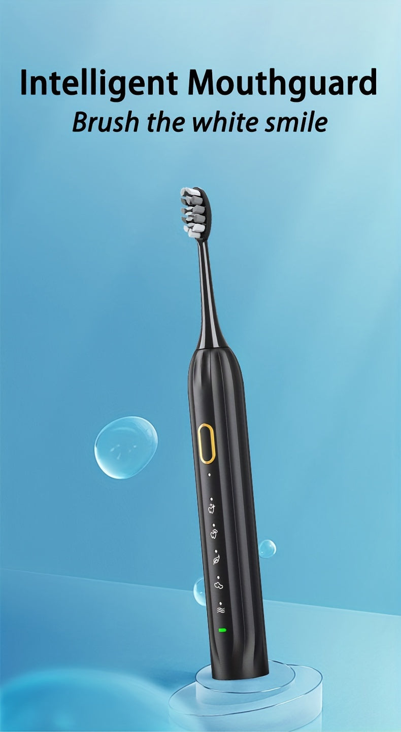 Cepillo de dientes eléctrico sónico resistente al agua IPX8 con carga USB, ideal para parejas, con cabezal reemplazable y eje metálico, temporizador inteligente y 5 cabezales de repuesto.