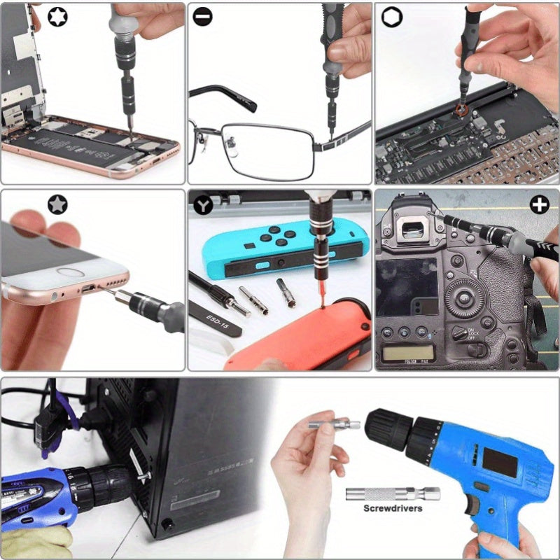 Juego de destornilladores de precisión 115 en 1, juego de puntas para iPhone, portátil, PC, reloj, gafas y otros dispositivos electrónicos, mini juego de destornilladores con estuche.