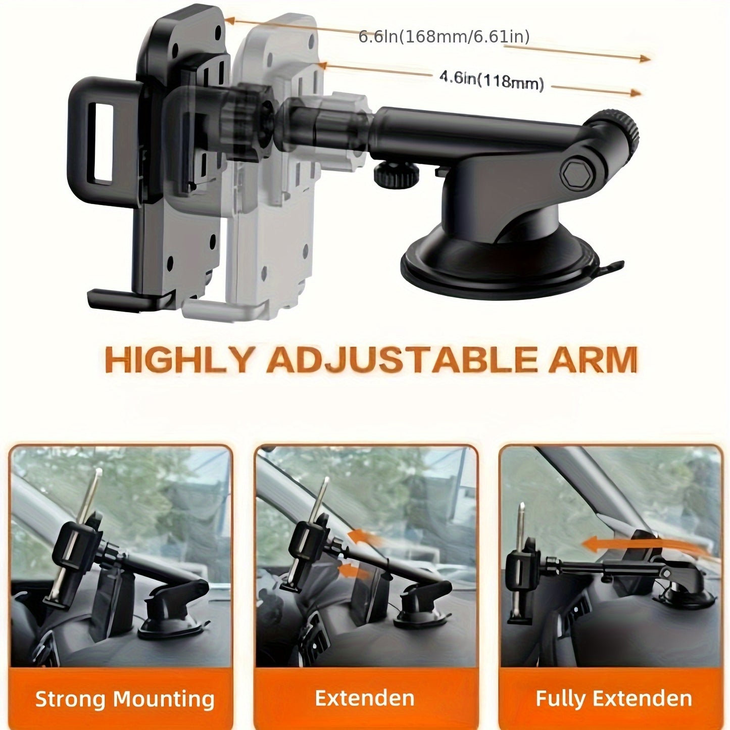 Soporte manos libres de auto  para teléfono .
Compatible con smartphones, iPhone y General Motors - Ajustable a todos los modelos.