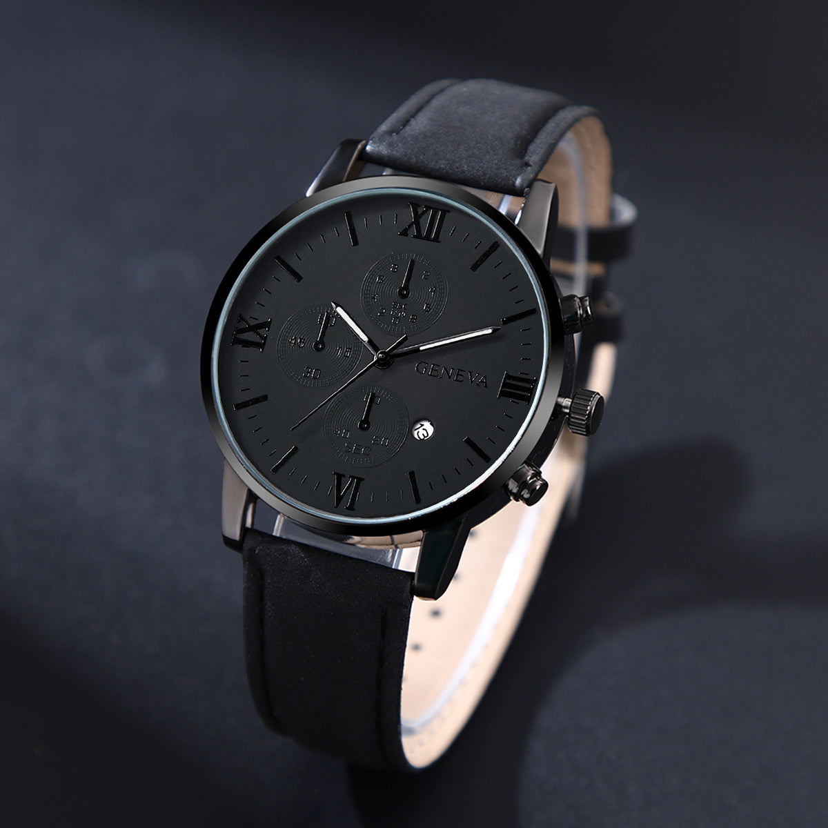 [Conjunto de relojes con estilo] Juego de 4 relojes de cuarzo de moda para hombre: esfera redonda, correas de acero inoxidable y piel sintética, opciones en negro y marrón, ideal para cumpleaños, Eid, Navidad, San Valentí