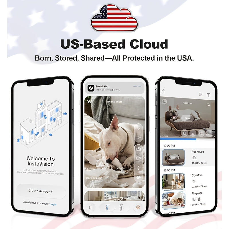 Cámara de seguridad 2K para interiores, monitor de bebés para mascotas, cámara de 360 grados para seguridad del hogar inalámbrica, cámara para perros con WiFi de 2,4 y 5 GHz, grabación continua, cámara para niñe