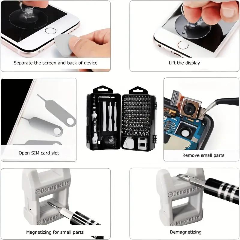 Juego de destornilladores de precisión 115 en 1, minikit profesional de herramientas de reparación magnética, destornillador pequeño para teléfono, ordenador, reloj, portátil, MacBook, consola de juegos, electrónica, j