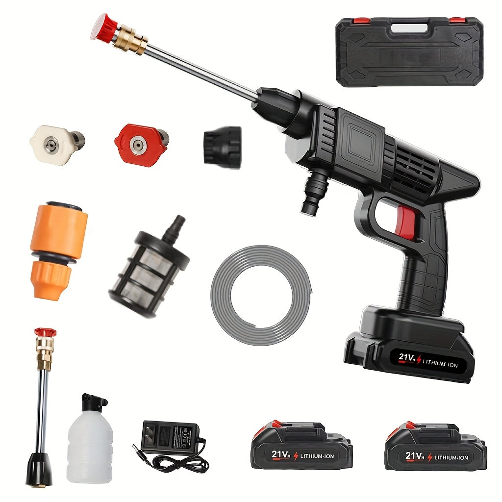 Hidrolavadora inalámbrica con batería recargable, ideal para auto, patio, entrada, jardín y zonas verdes. Boquilla de espuma de acero inoxidable, herramienta portátil para lavado de autos. NAUDHENM