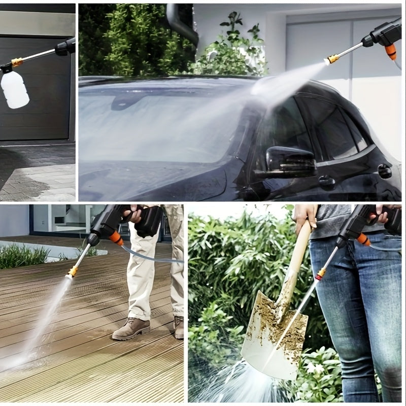 Hidrolavadora inalámbrica con batería recargable, ideal para auto, patio, entrada, jardín y zonas verdes. Boquilla de espuma de acero inoxidable, herramienta portátil para lavado de autos. NAUDHENM