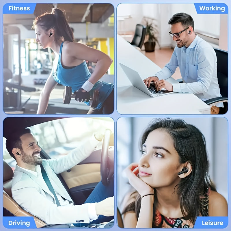 Auriculares inalámbricos de 5.5" con sonido estéreo de graves, micrófono con cancelación de ruido y pantalla LED, intraaurales, 40 horas de reproducción, ideales para portátiles, tabletas, teléfonos móviles y para pra