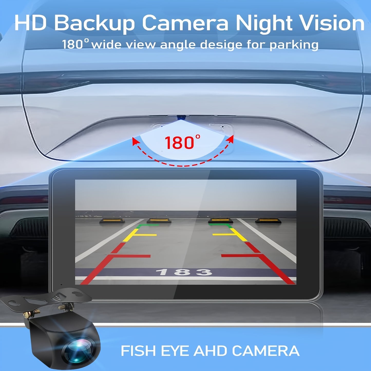 Pantalla inalámbrica para coche de 7 pulgadas (2025), con audio, pantalla táctil de ultraalta definición, cámara de marcha atrás de 1080p, grabadora de conducción, conexión inalámbrica, navegación GPS, compatible con