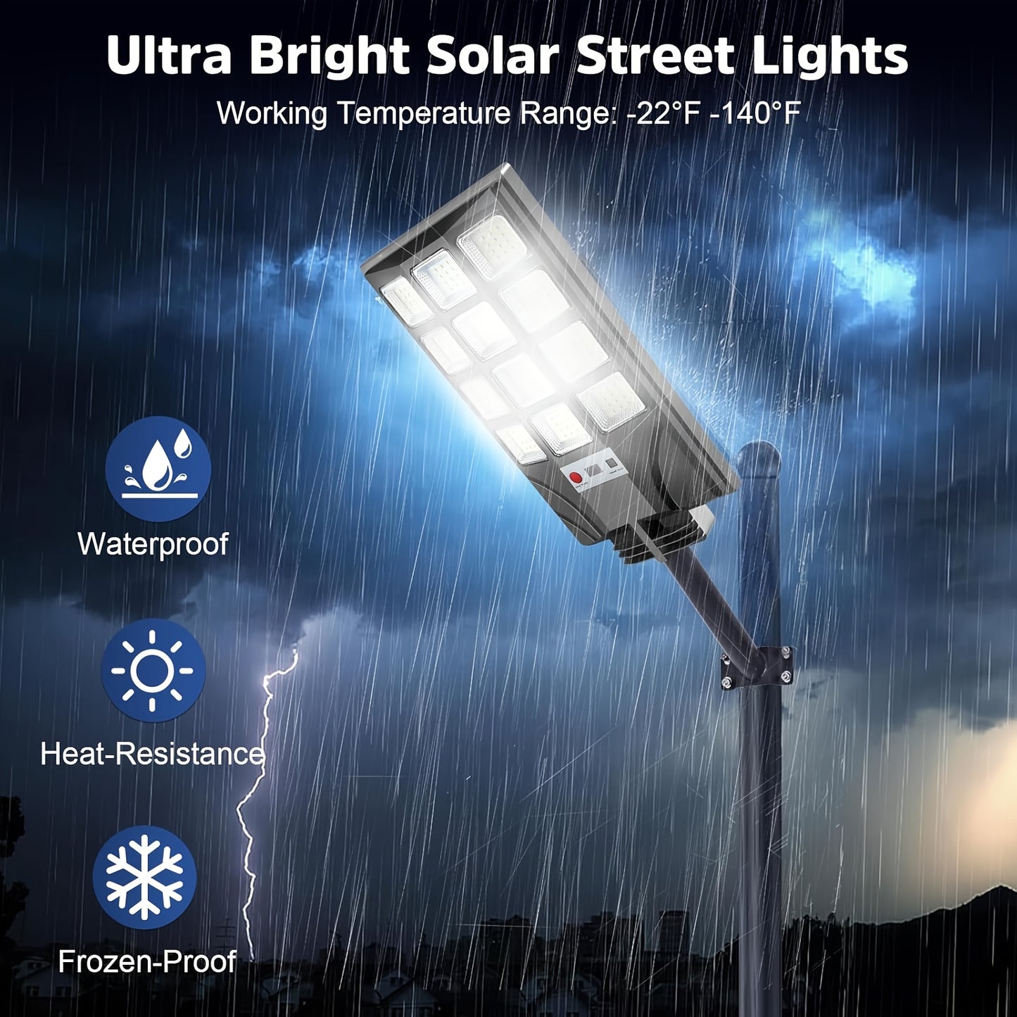Farola solar para exteriores (paquete de 4 o 2 unidades), 400 LED, sensor impermeable de 6500 K, luz solar con control remoto, iluminación nocturna para estacionamientos comerciales, atenuación gradual.