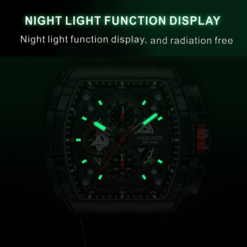 Reloj de vestir de cuarzo para hombre. Reloj de pulsera de vestir con movimiento de cuarzo de alta precisión para hombre. Diseño multifuncional. Correa de silicona.