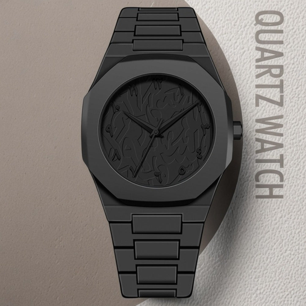 [Relojes de cuarzo para hombres] Reloj de cuarzo para hombre con números arábigos negros, relojes de estilo informal de negocios para hombres, diseño minimalista para vestimenta informal, reloj perfecto para Halloween, Nav