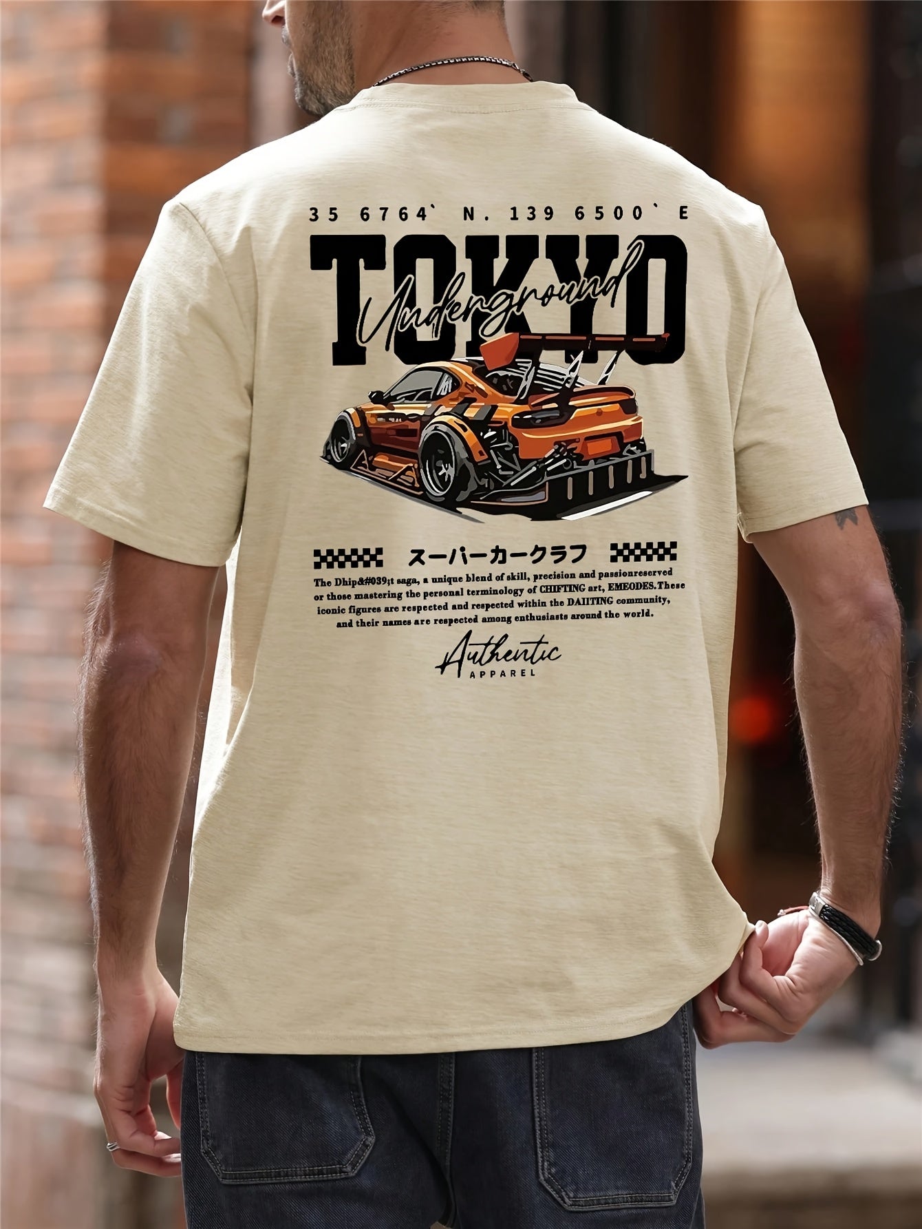 Camiseta gráfica de carreras de Tokio para hombre: diseño de ropa urbana japonesa con cultura JDM, camiseta de manga corta estilo hip-hop, tejido transpirable para ropa informal de primavera y verano y atuendos para entusia