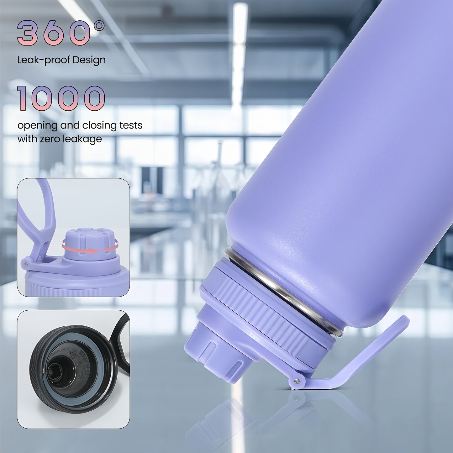 Botella de agua aislada de color sólido de 940 ml, botella deportiva al vacío de gran capacidad de 940 ml con vaso portátil de acero inoxidable a prueba de fugas, para acampar al aire libre, senderismo y conducción.